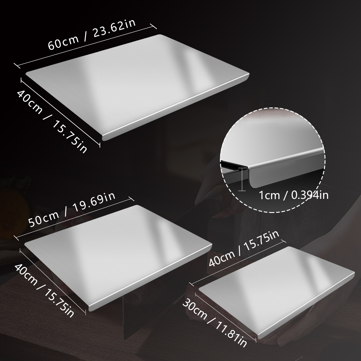 Stainless Steel Cutting Board Butcher Block for Kitchen, Household Rolling Board, Meal Prep Food Preparation Tools