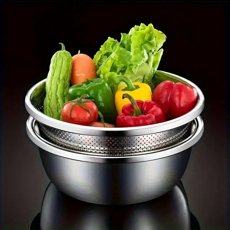 Stainless Steel Colander Set Heavy Duty Strainer for Vegetables, Fruit, Pasta, and More