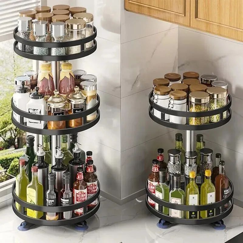 SpinEase Rotating Spice Rack Organizer Non Slip Kitchen Storage Tray