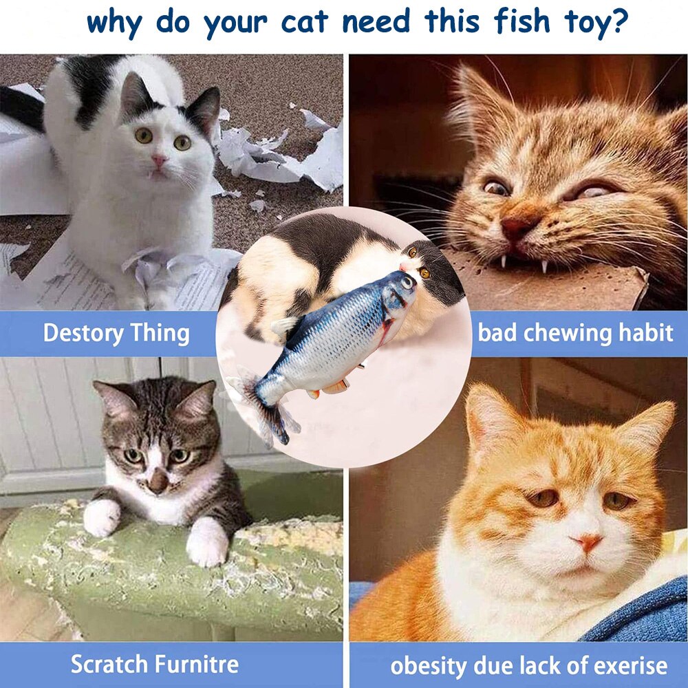 Soft Plush USB Charger Fish Cat Toy: 3D Simulation Dancing Wiggle Interaction - Ideal for Cat's Chewing & Play