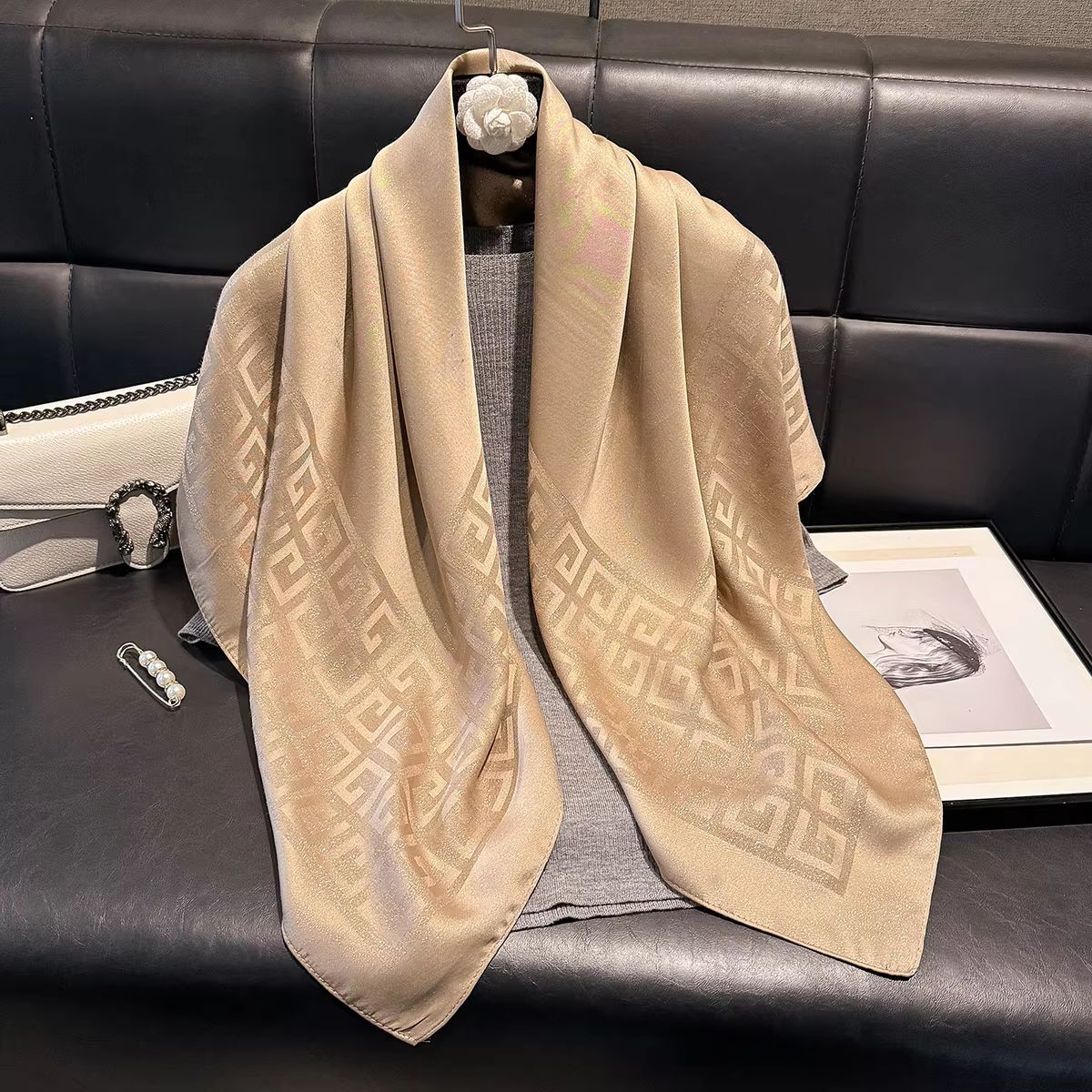 Women's Silk-Like Square Hijab Scarf – 27.56x27.56in Fashion Sun Protection Shawl & Headscarf