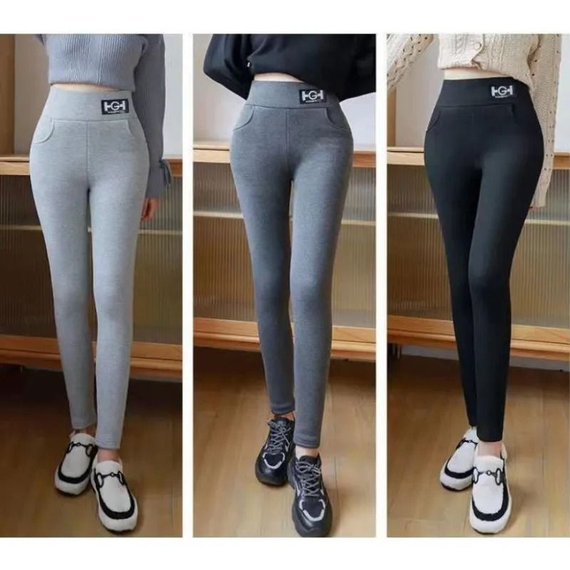 High Waist Fleece Lined Winter Leggings with Pocket and Butt Lift