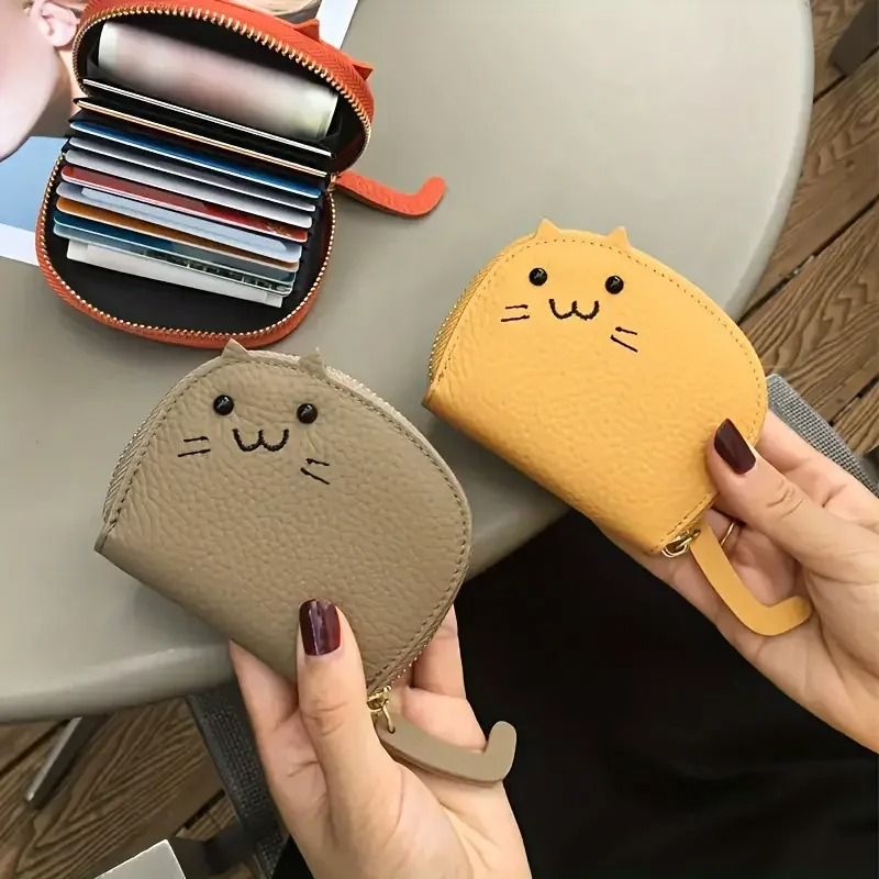 Cat Shaped Wallet Cute Women Card Holder Multi Slot Coin Purse