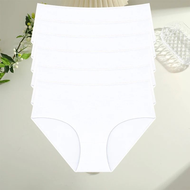 6 Piece Womens Cotton High Waist Seamless Briefs Breathable Everyday Underwear Set