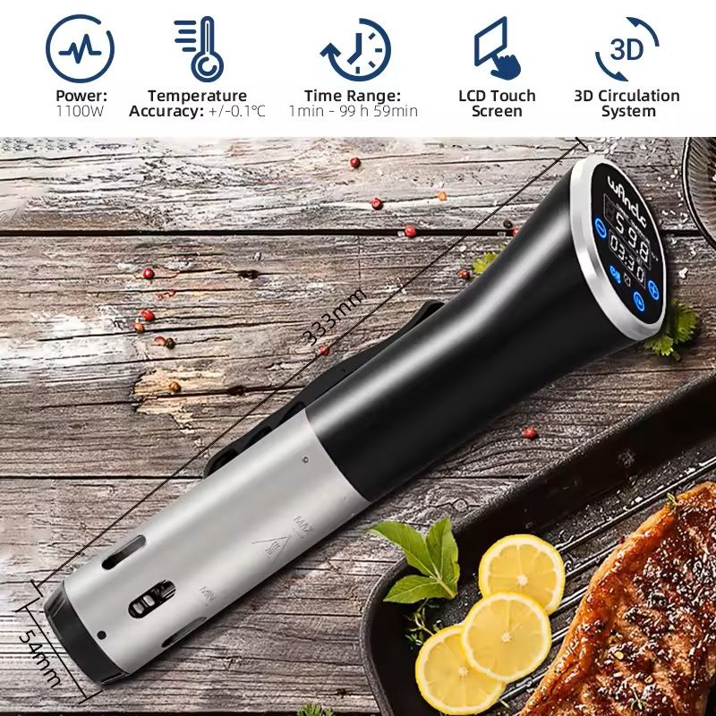 1100W Sous Vide Immersion Cooker with LCD Touch Display and Waterproof Design