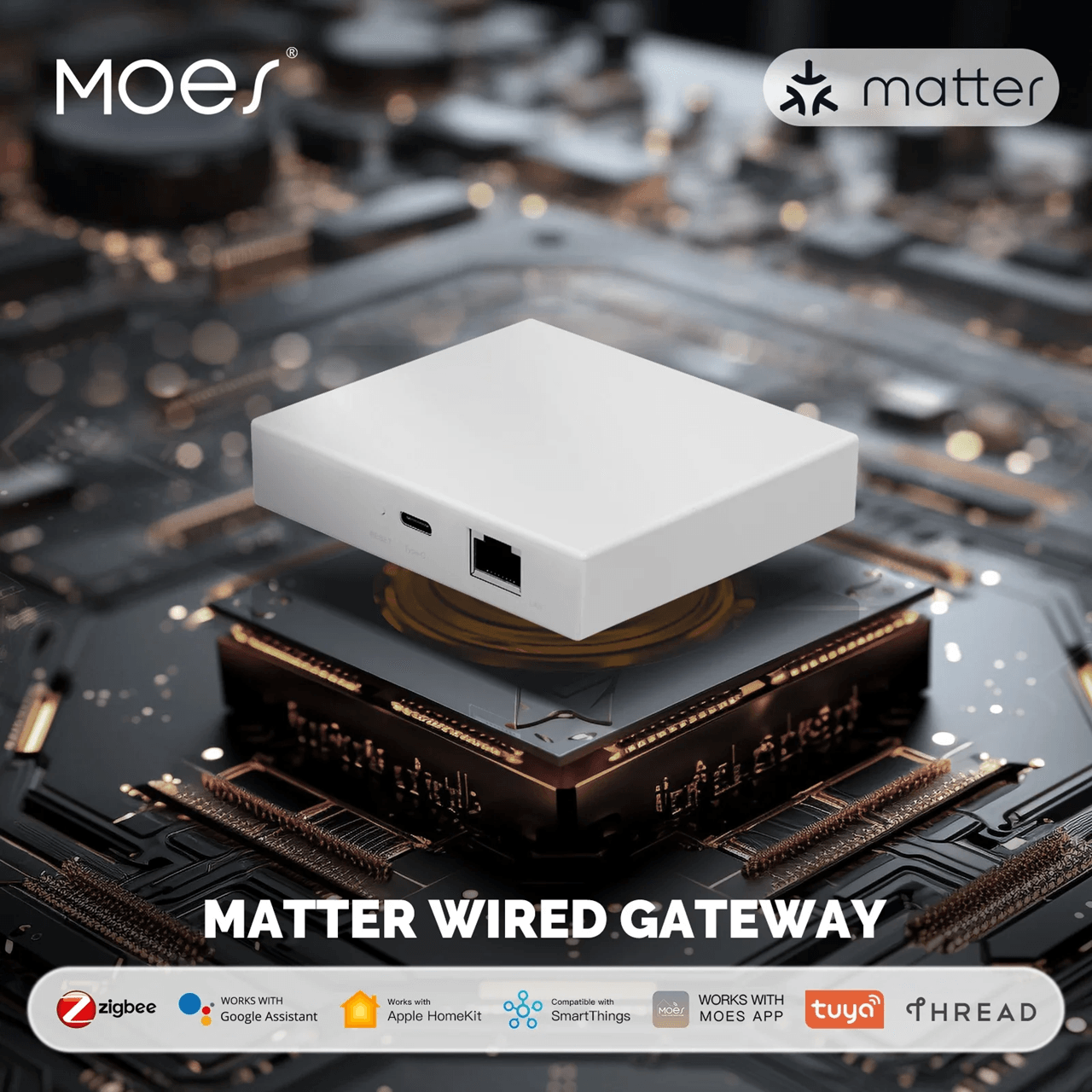 MOES Tuya Zigbee Matter Smart Home Hub with Thread and Voice Assistant Support