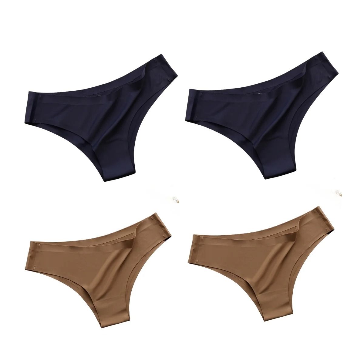 Seamless Ice Silk Low Waist Thong Panties Set of 4