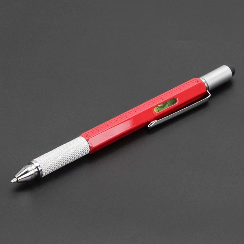 Multifunction Ballpoint Pen with Ruler, Screwdriver, Stylus, and Spirit Level