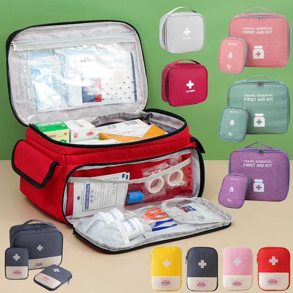 Oxford Cloth First Aid Kit Bag 3-Piece Set Large Capacity Portable Medicine Organizer Travel Medical Storage Pouches