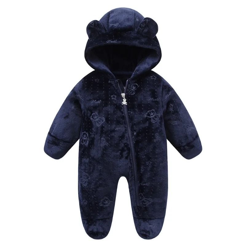 Thickened Fleece Bear Paw Star Jumpsuit