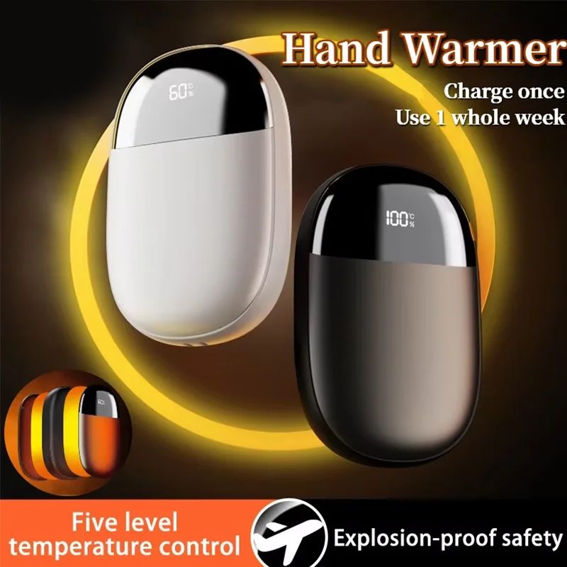 Digital Display Portable Hand Warmer – Double-Sided Rechargeable Winter Heater