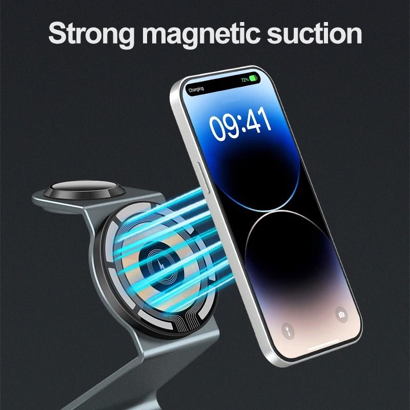 3-in-1 Magnetic Wireless Charging Station – Dual 15W High-Speed Power