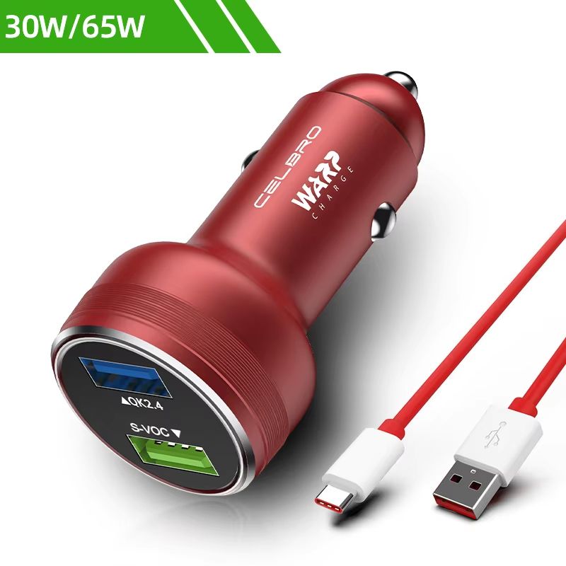 OnePlus Dual USB Car Charger 80W Super Fast SuperVOOC Warp Charge Adapter