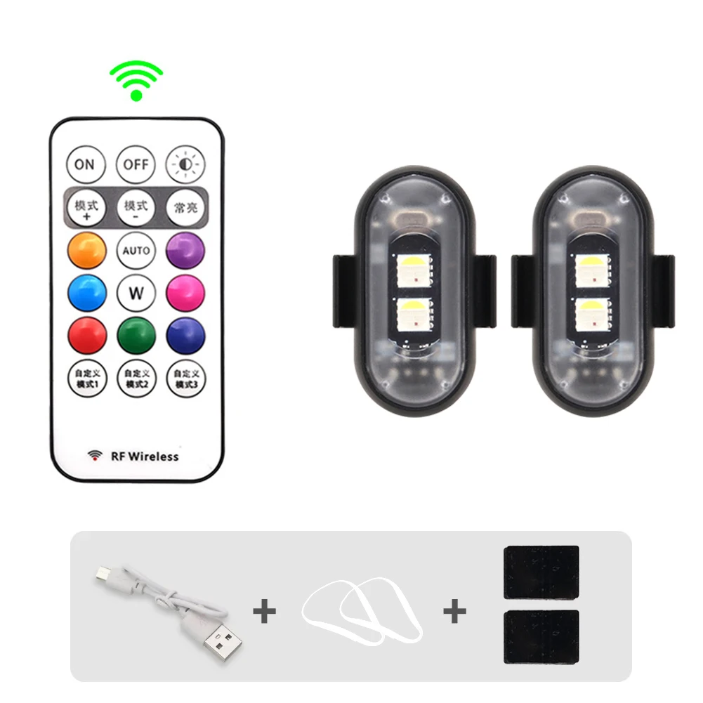 Colors RGB LED Strobe Lights, Car Motorcycle Flash Light, Wireless Aircraft Airplane Helicopter Position Warning Light