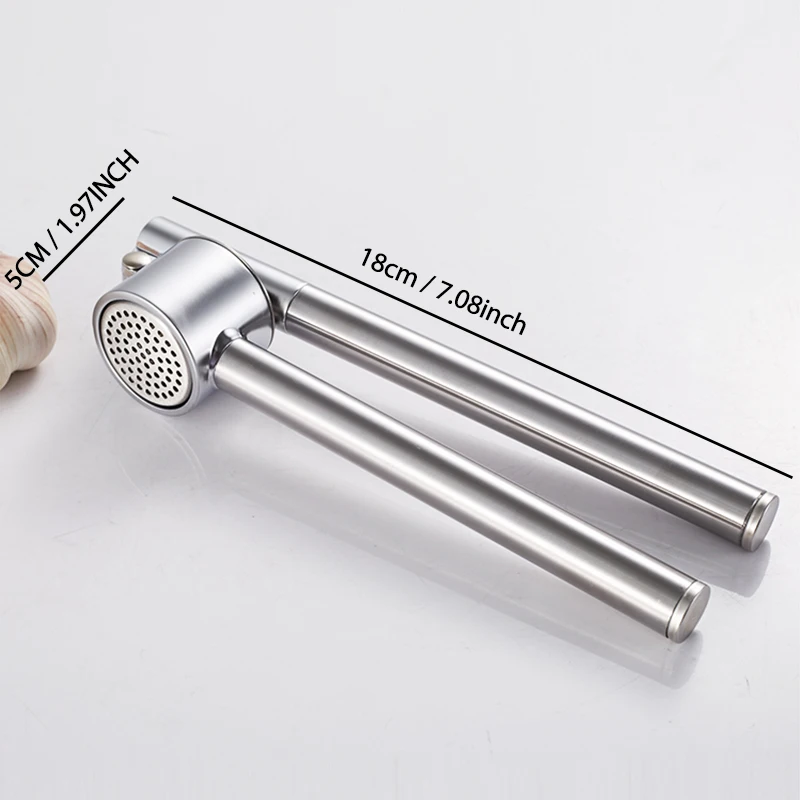 Garlic Press Mincer, Stainless Steel Garlic Crusher, Rust-Proof and Detachable Kitchen Gadget