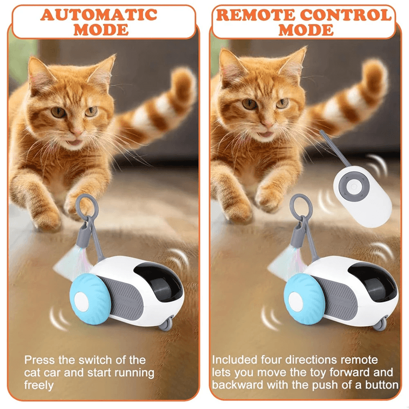 Interactive Smart Cat Toy Car with Auto and Remote Control Modes