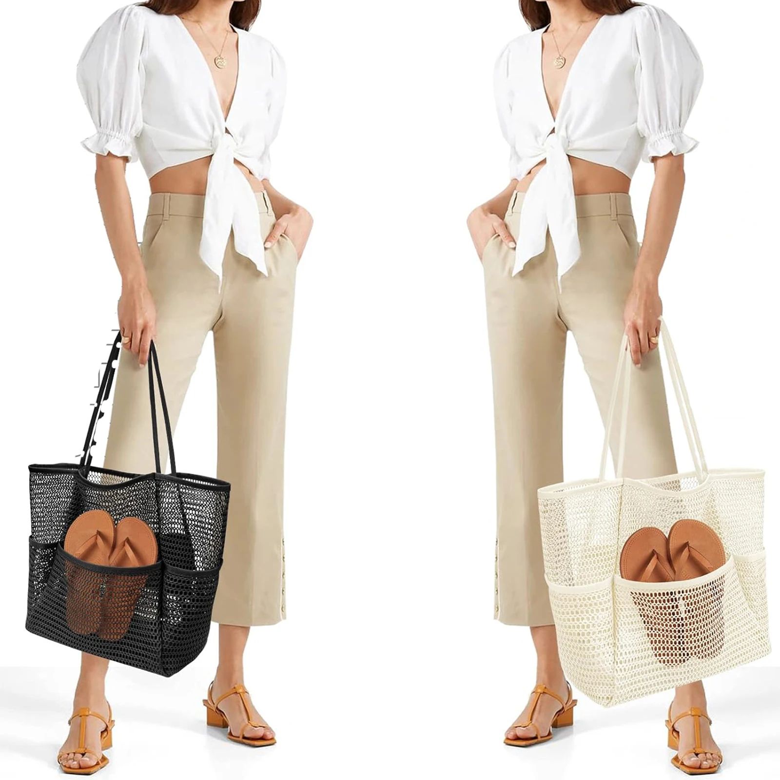 Large Mesh Beach Tote Shoulder Bag