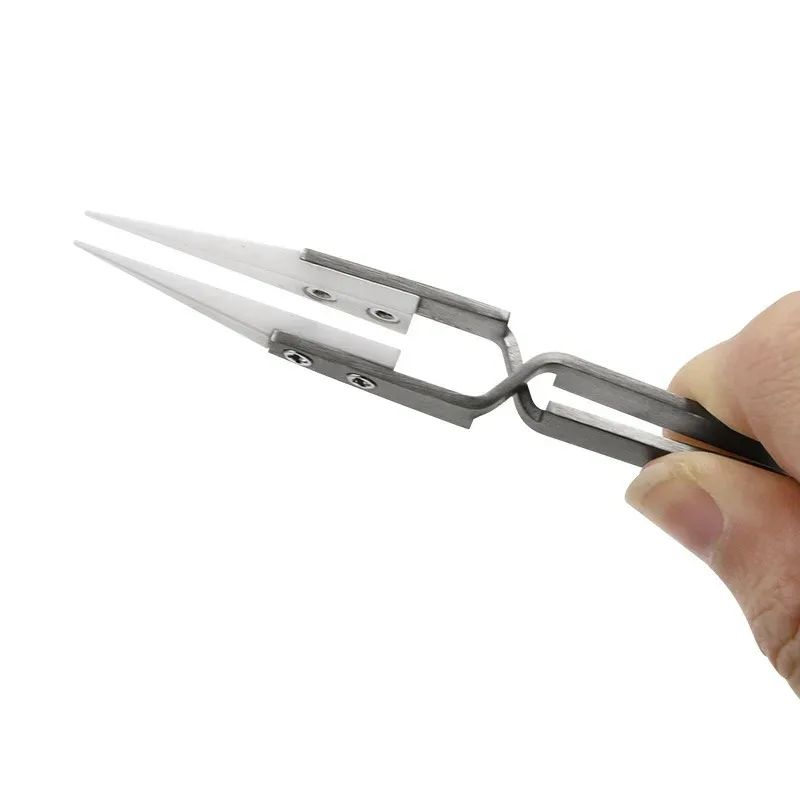 Precision Ceramic Tweezers for Electronics - Anti-Static Soldering Tweezers with Heat-Resistant Tips