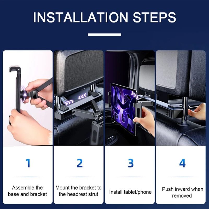 Telescopic Car Headrest Mount – Anti-Shake Tablet and Phone Holder