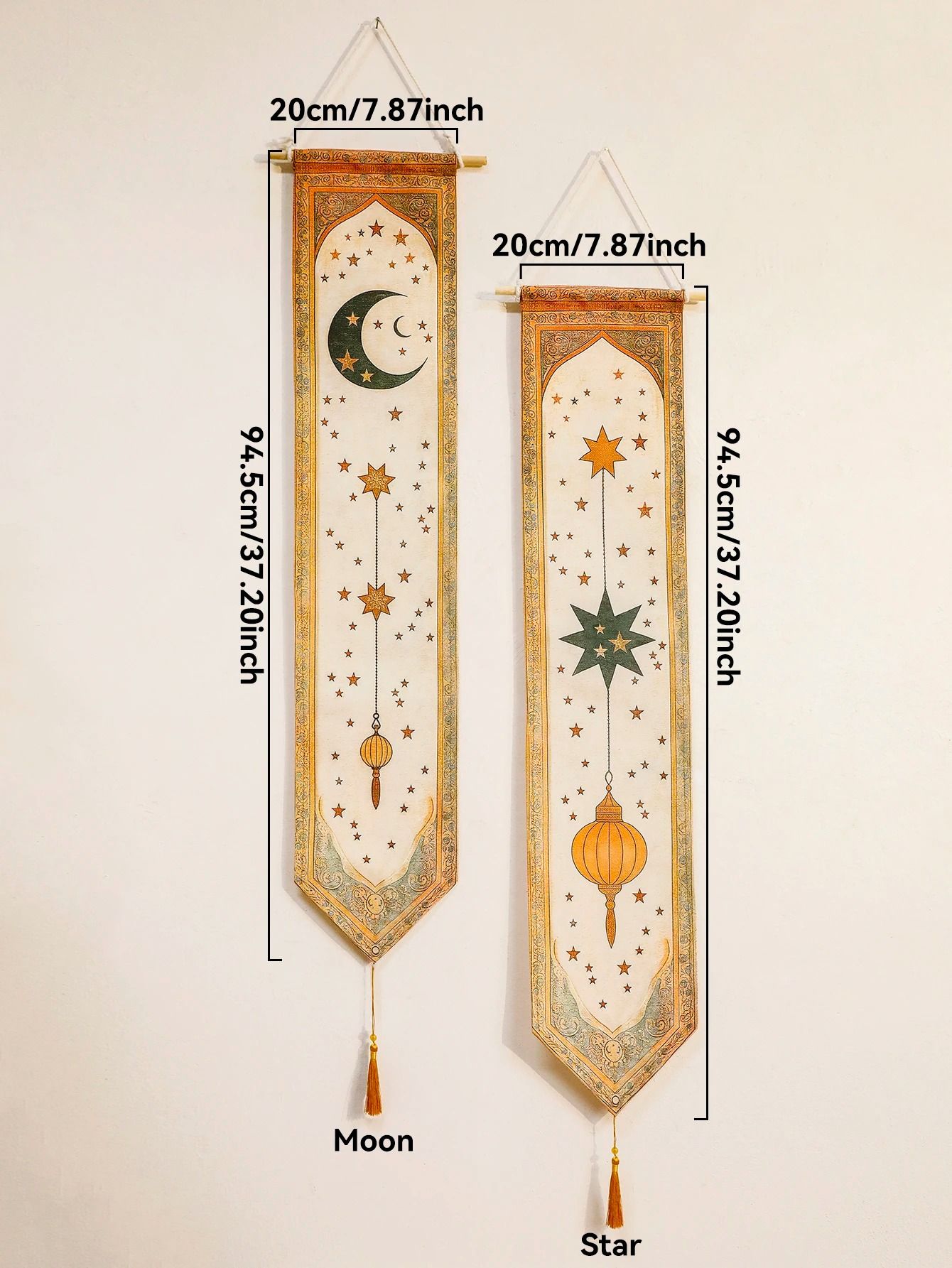 Islamic Ramadan Wall Banner | Moon & Star Eid Mubarak Festival Tapestry
