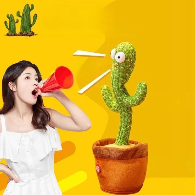 Interactive Dancing Cactus Plush LED Voice Replay Toy