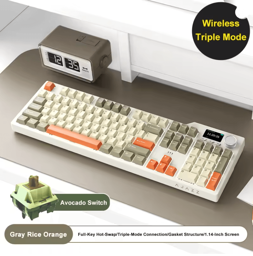 Ajazz AK35I V3 MAX Gasket Mechanical Keyboard TriMode Wired Bluetooth Wireless Gaming Keyboard