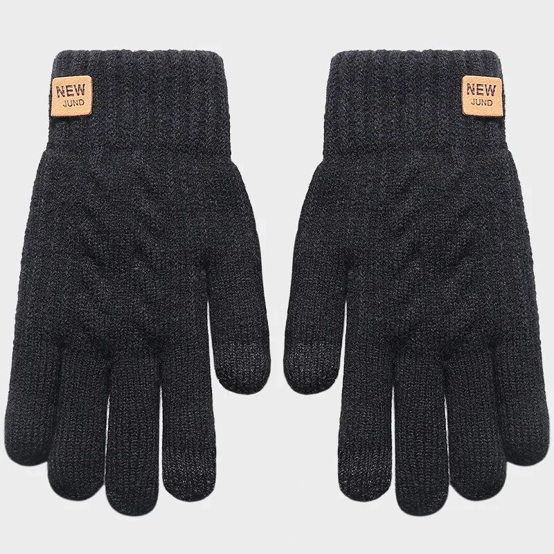 Men & Women Knitted Thick Thermal Full Finger Gloves Winter Warm Wool Driving Gloves, Touchscreen Mittens for Outdoor