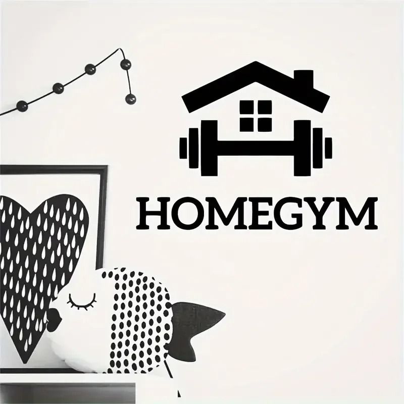 Gym Wall Sticker Barbell Fitness Wall Decor Removable Home Gym Decal