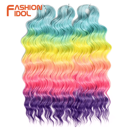 Anna Hair 24 Inch Loose Deep Wave Synthetic Crochet Braiding Hair Ombre Blonde Water Wave