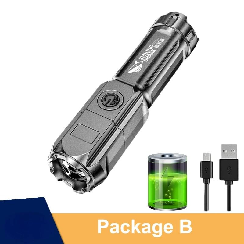 Rechargeable LED Flashlight with Zoom and Waterproof Design