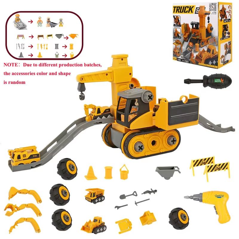 Kids Engineering Vehicle Building Set With Electric Drill And Tool Nuts
