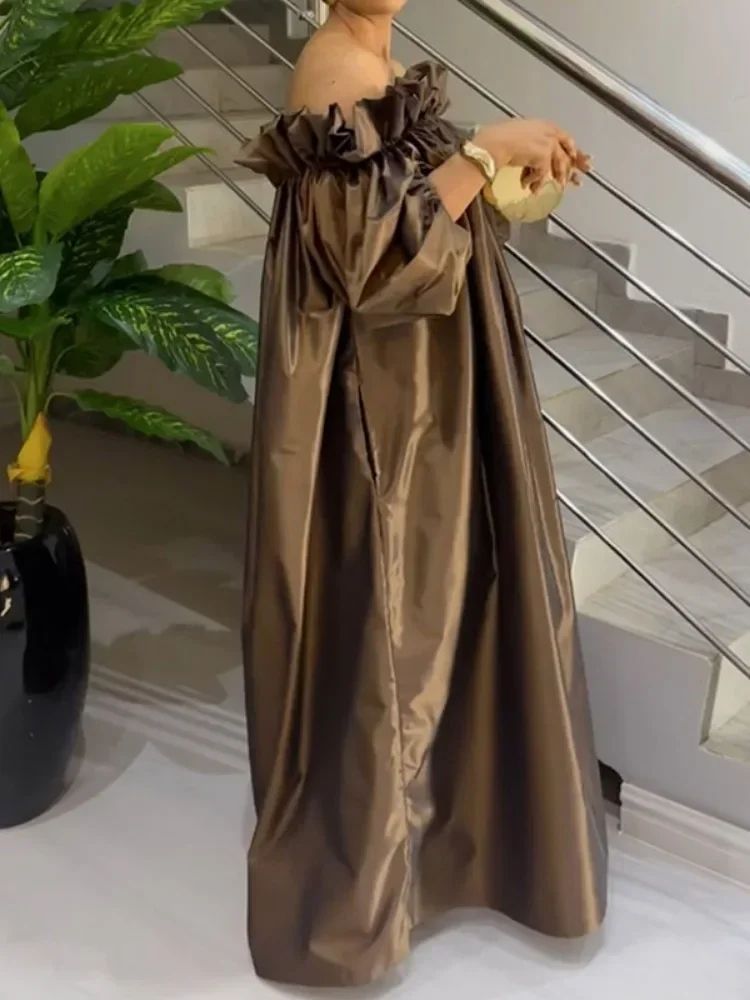 Elegant Off-Shoulder Sleeve Loose Maxi Dress for Women - Summer Casual Party Dresses
