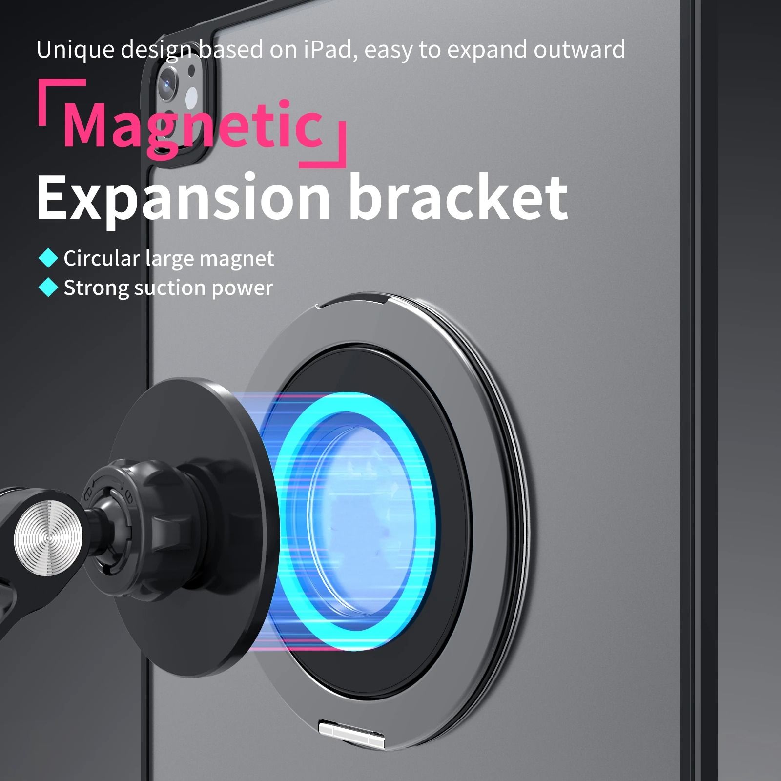 360° Rotating Magnetic Tablet Mount – Universal Metal Bracket Stand – Industrial-Grade Magnetic Display Hub