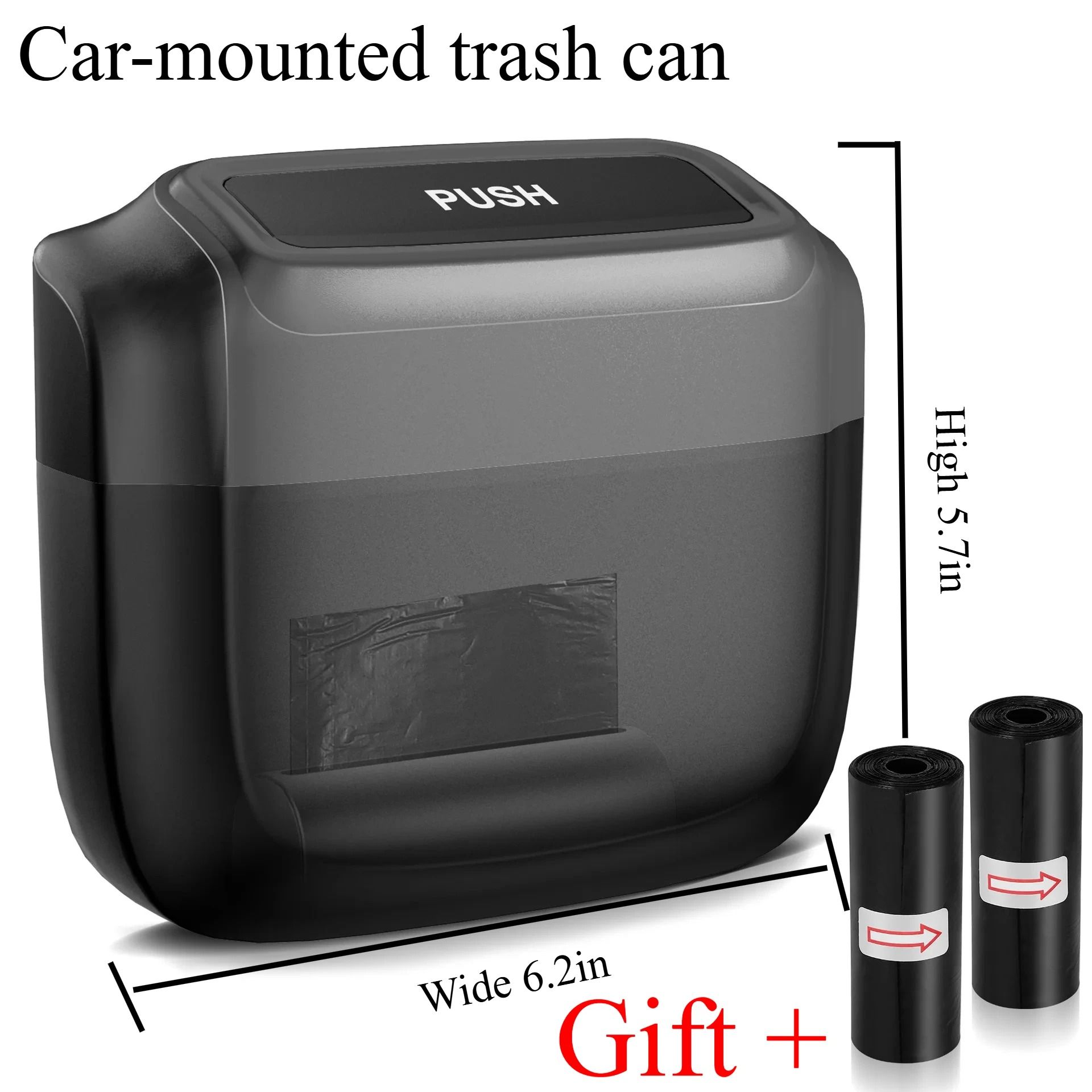 Mini Car Trash Can with Built in Storage Box and Hanging Design