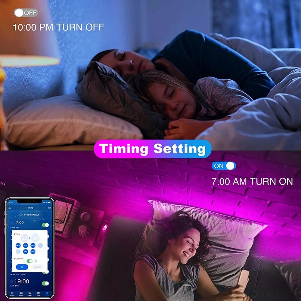 SmartGlow Bluetooth LED Strip Lights 5050 RGB Backlights with App Remote Control