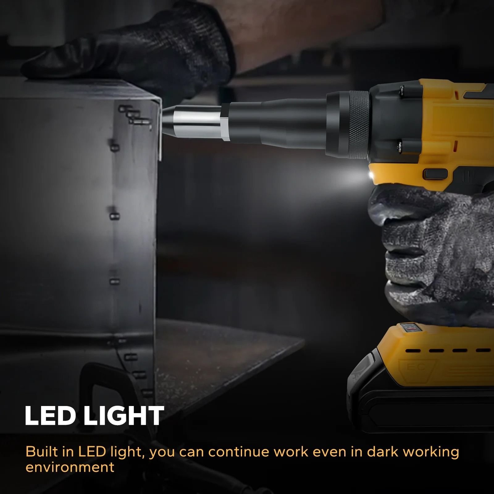 Brushless Electric Rivet Gun with LED Light 2.4–4.8mm (Battery Not Included)