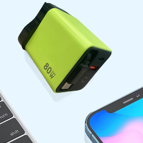 Fast Charging Head With Built-in TypeC Cable, iPhone Samsung Charger With Light, Compact Power Adapter