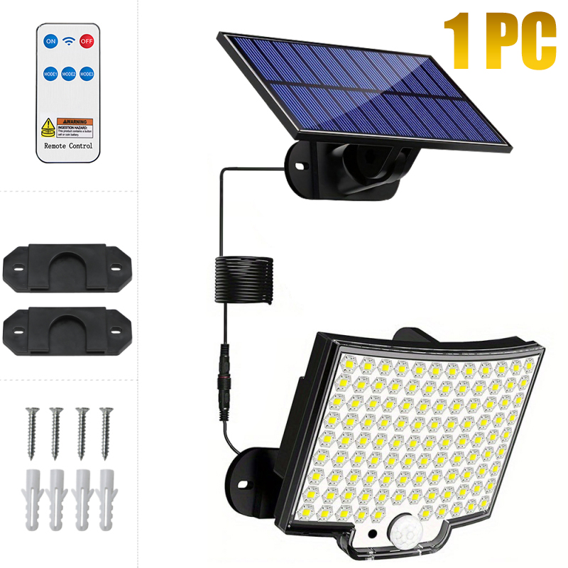 Solar-Powered Outdoor Lights with Motion Sensor, Waterproof LED Floodlight for Wall, Patio, Backyard, Garage