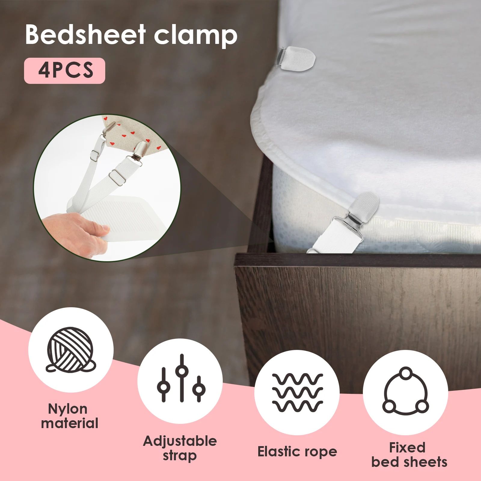 Adjustable Bed Sheet Straps Mattress Holder Clips Elastic Sheet Fasteners Set