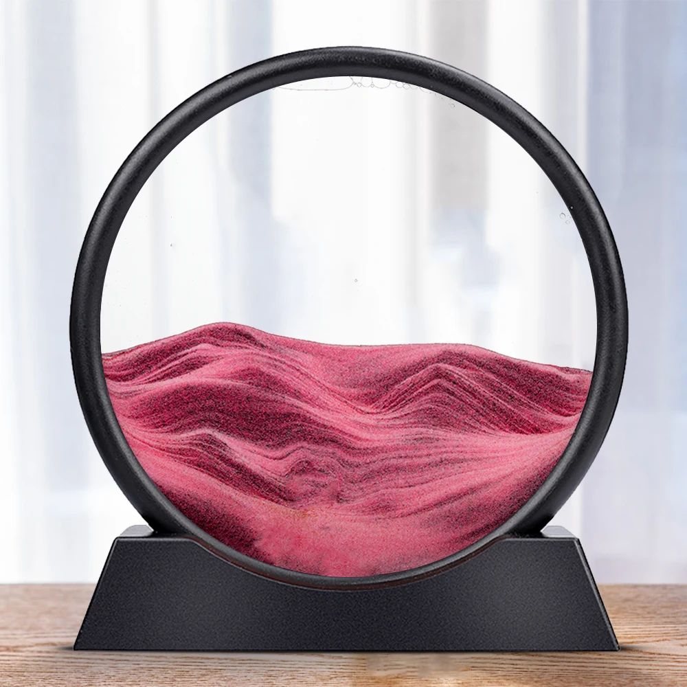 Deep Sea Moving Sand Art Picture – Round Glass 3D Sandscape in Motion Frame (7