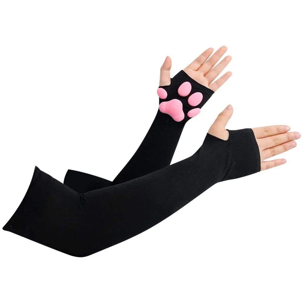 3D Cat Paw Sleeve Sun Protection Arm Cover Spandex Cat Paw Cosplay Gloves