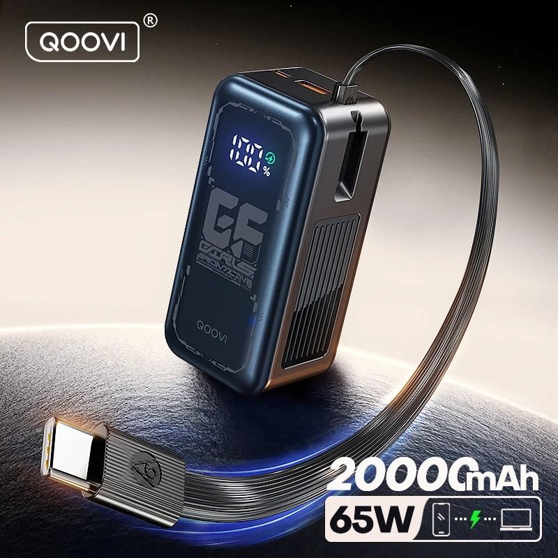 QOOVI 20000mAh PD 65W Fast Charging Power Bank | High-Performance External Battery for MacBook, iPhone 17 & Laptops