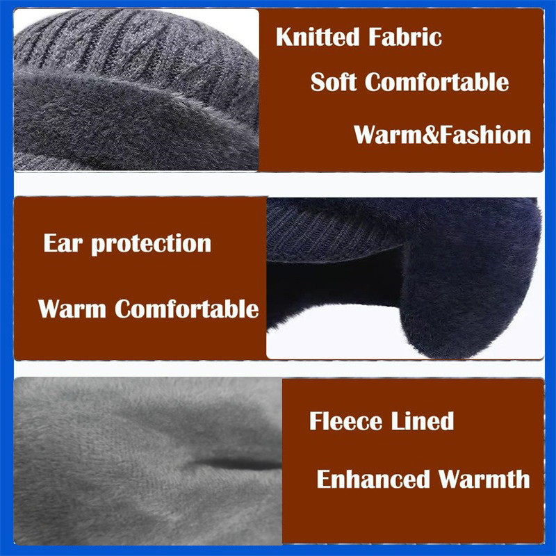 New Stylish Unisex Winter Hat Plush Fur Lined Beanie Thick Warm Earflap Cap Outdoor Ski Sports