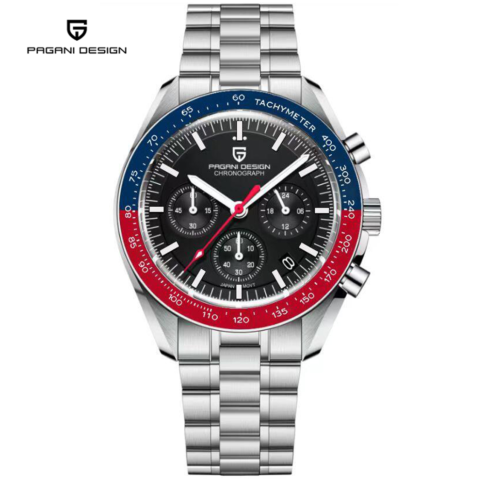 Mens Luxury Quartz Chronograph Watch Ceramic Bezel, Luminous Display