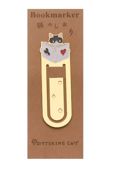 Gold Plated Cat Bookmark Folder Clip Cute Reading Label