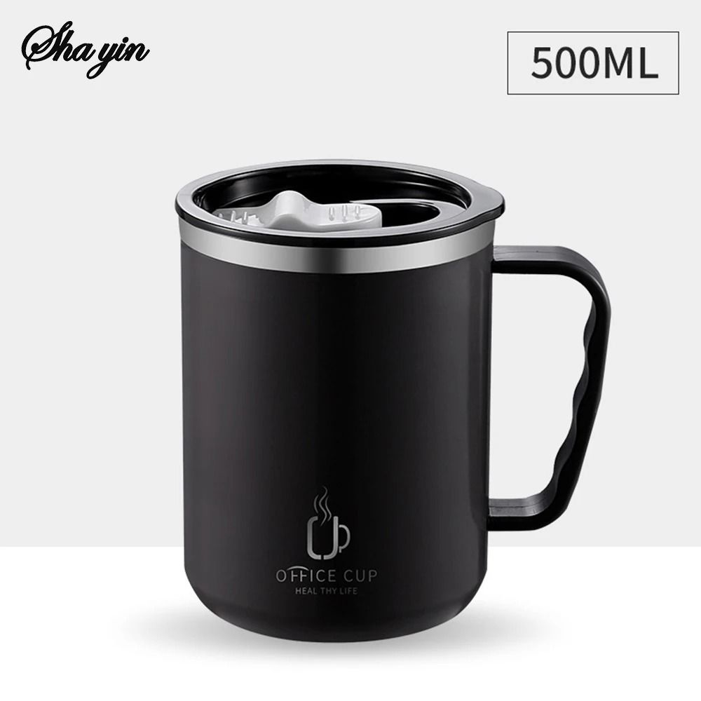 Stainless Steel Water Bottle Insulated Coffee Mug Double Wall Thermal Cup with Handle and Lid
