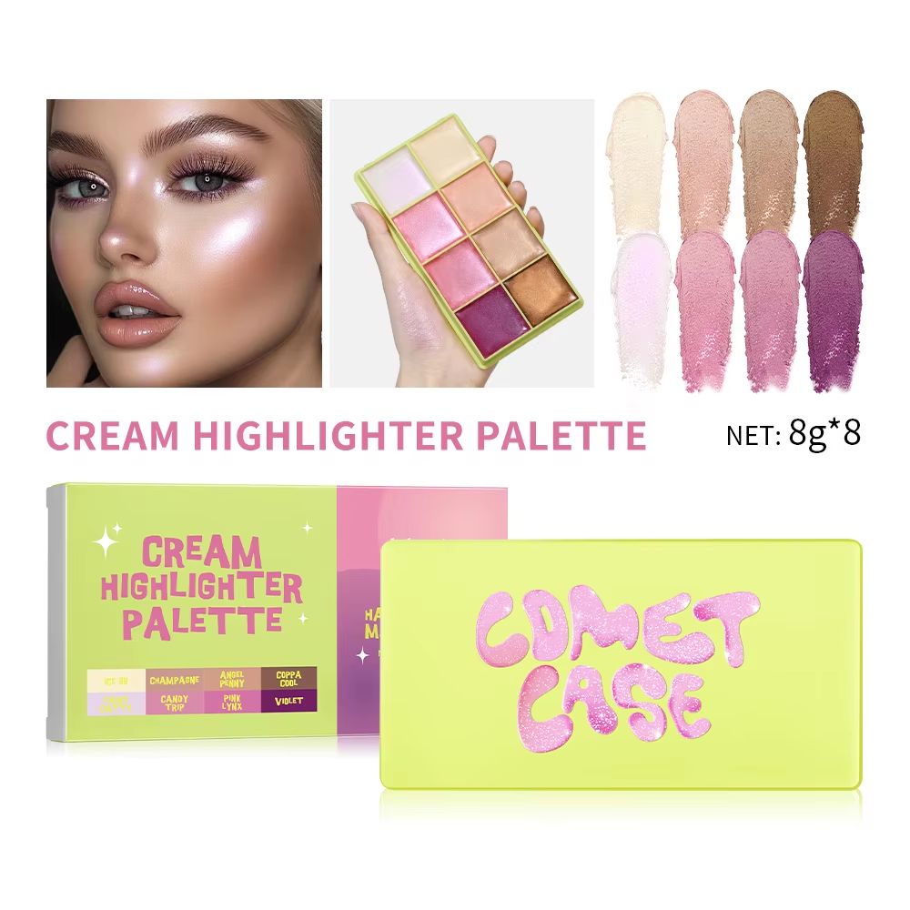 Curve Case Cream Blush Highlighter Palette Multi Use Eyebrow Cream Palette Matte & Shimmer Face Kit
