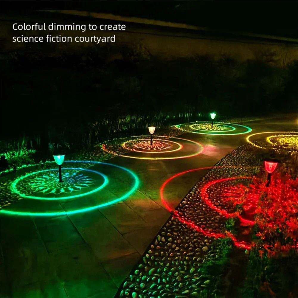 Solar Pathway Circle Pattern Lights | Waterproof Outdoor LED Landscape Lighting for Yard & Walkway