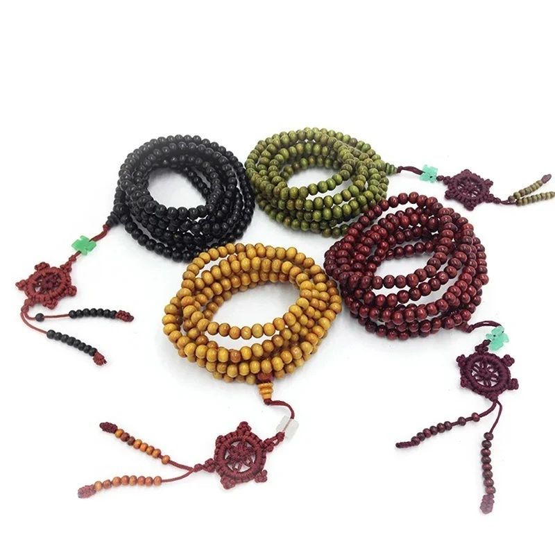 Tibetan Sandalwood 216 Bead Mala Bracelet Necklace for Meditation