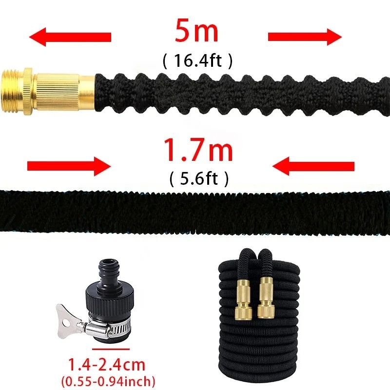 Expandable Garden Water Hose Reel with High Pressure Flexible Watering Pipe